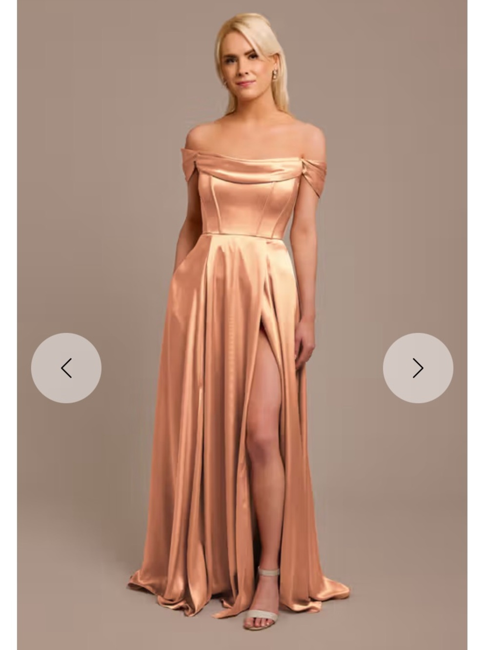 GALINA SIGNATURE Charmeuse Cowl Off-the-Shoulder Dres